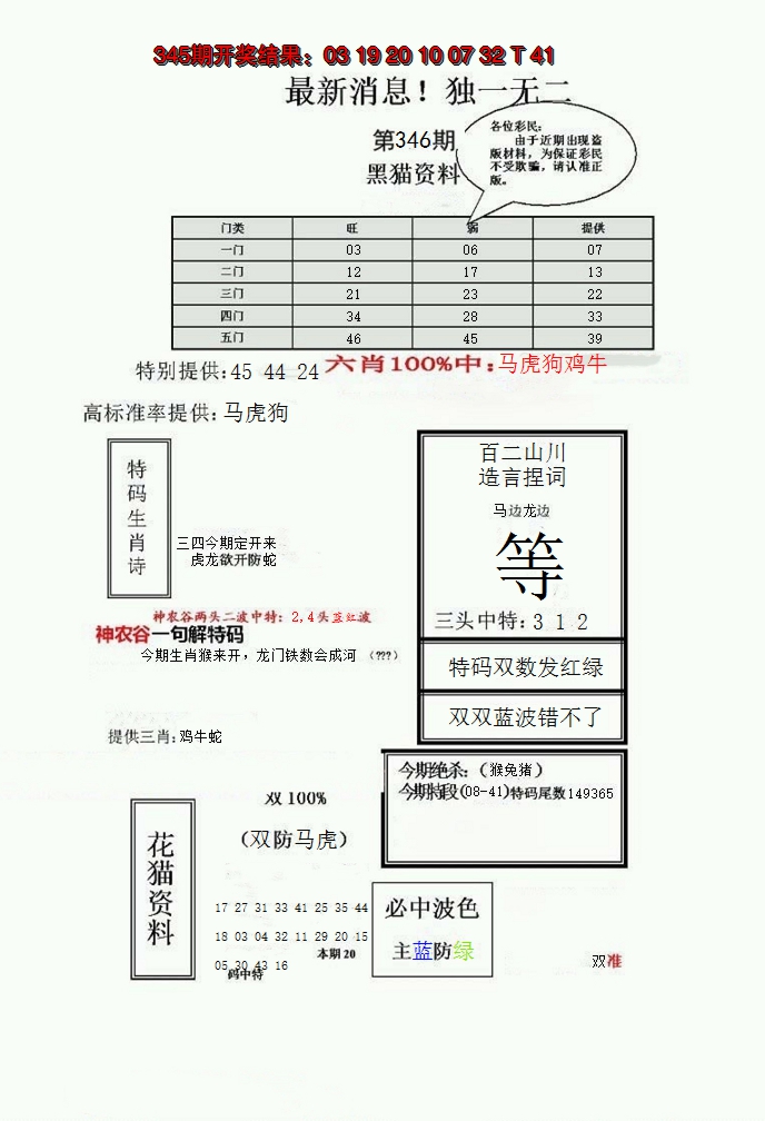 2024346期独一无二(正)