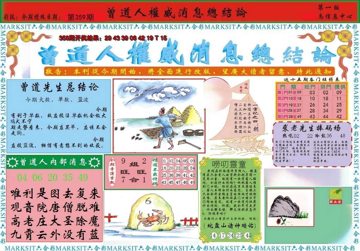 2024359期曾道人权威消息A