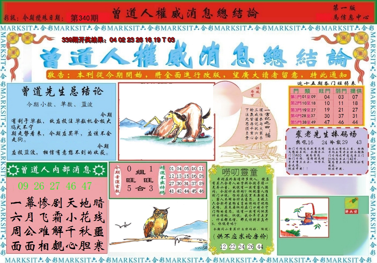2024340期曾道人权威消息A