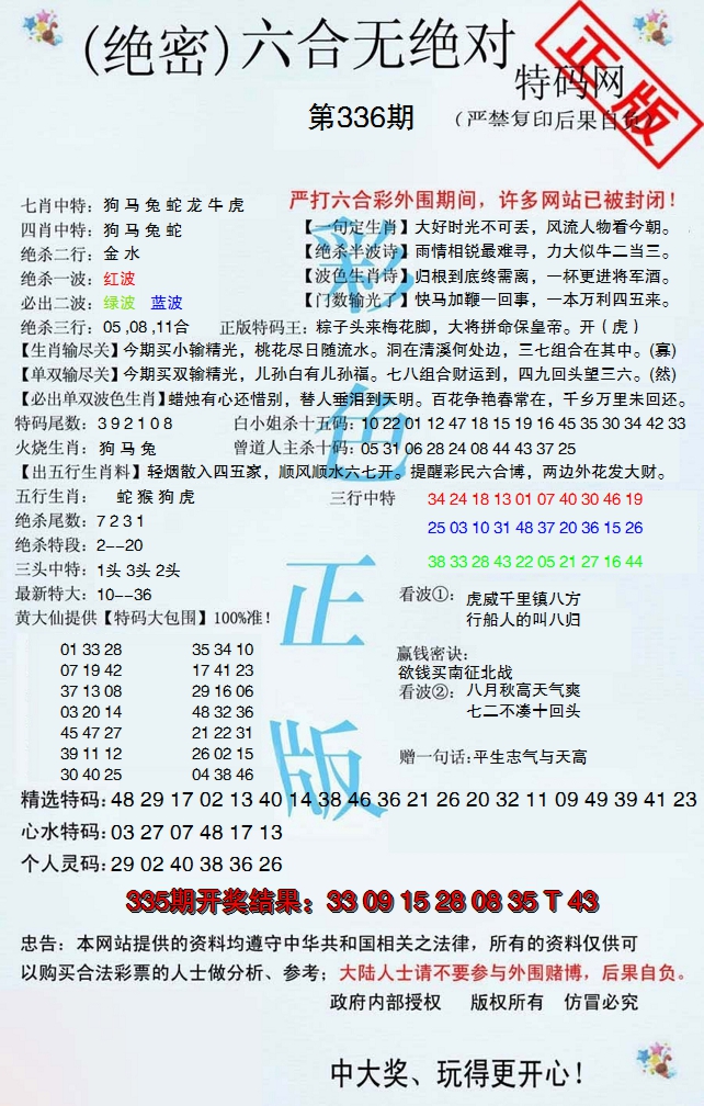 2024336期六合无绝对