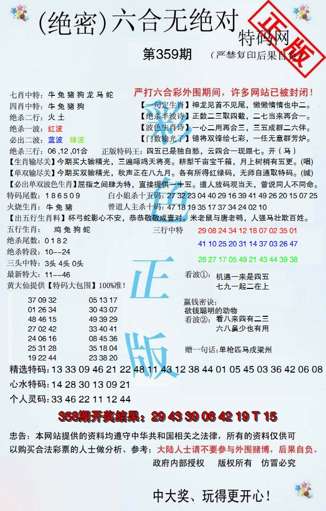 2024359期六合无绝对