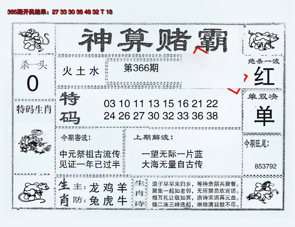 2024366期神算赌霸