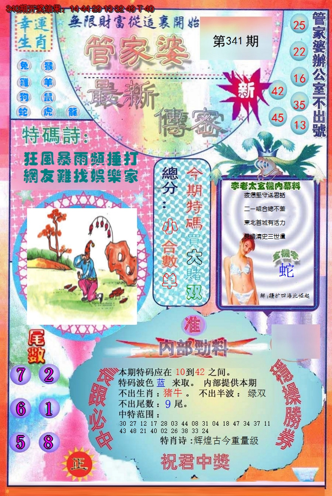 2024341期管家婆新传密
