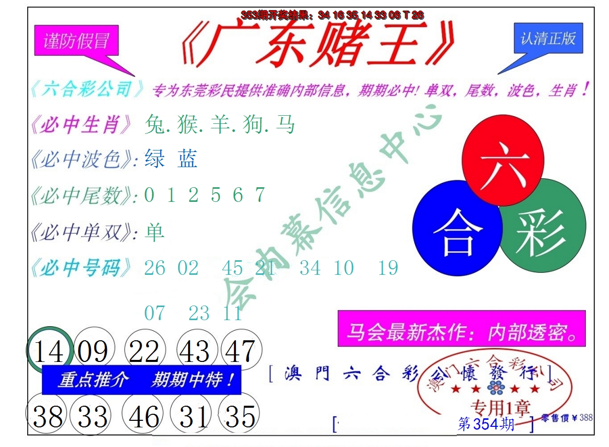 2024354期广东赌王