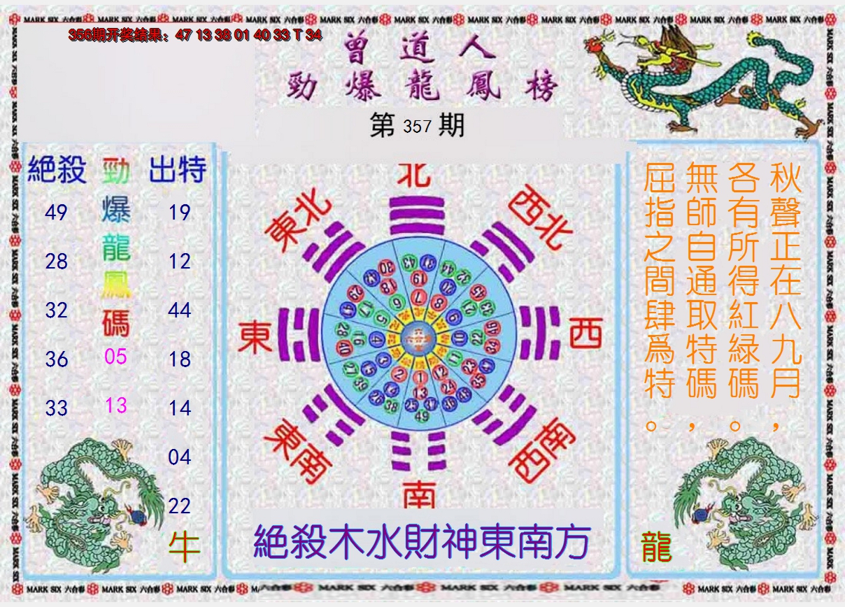 2024357期曾道人劲爆龙凤榜