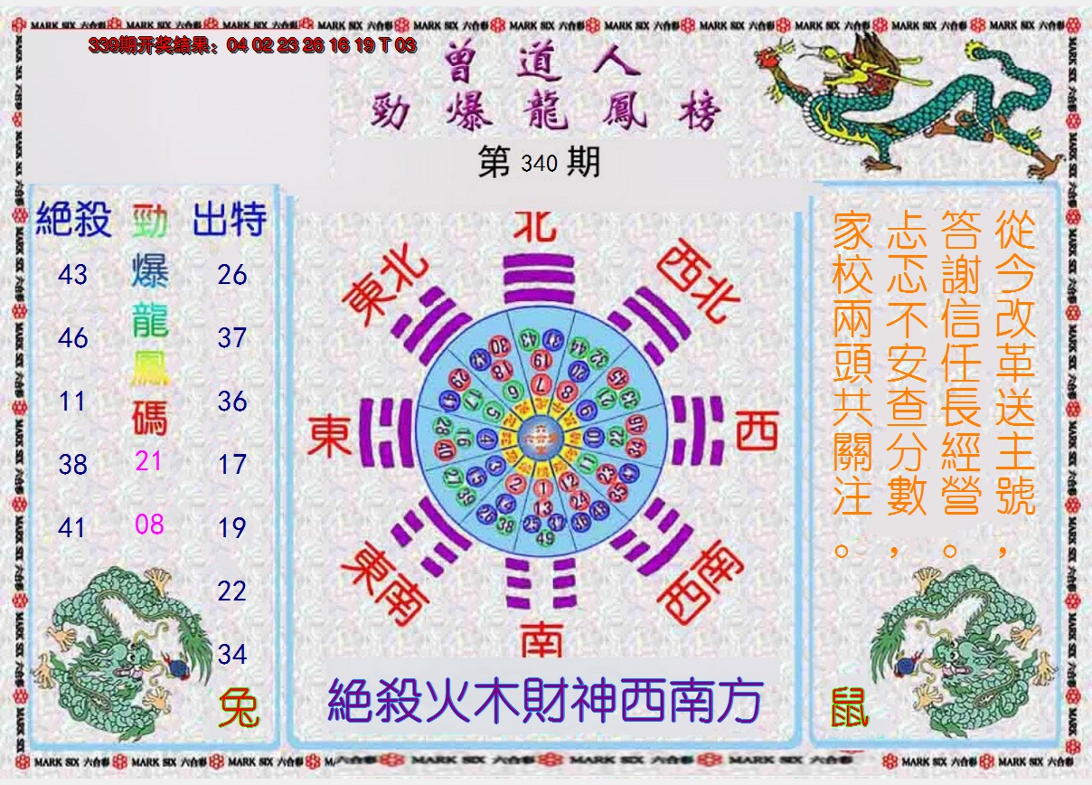 2024340期曾道人劲爆龙凤榜