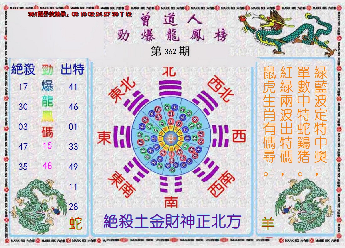 2024362期曾道人劲爆龙凤榜