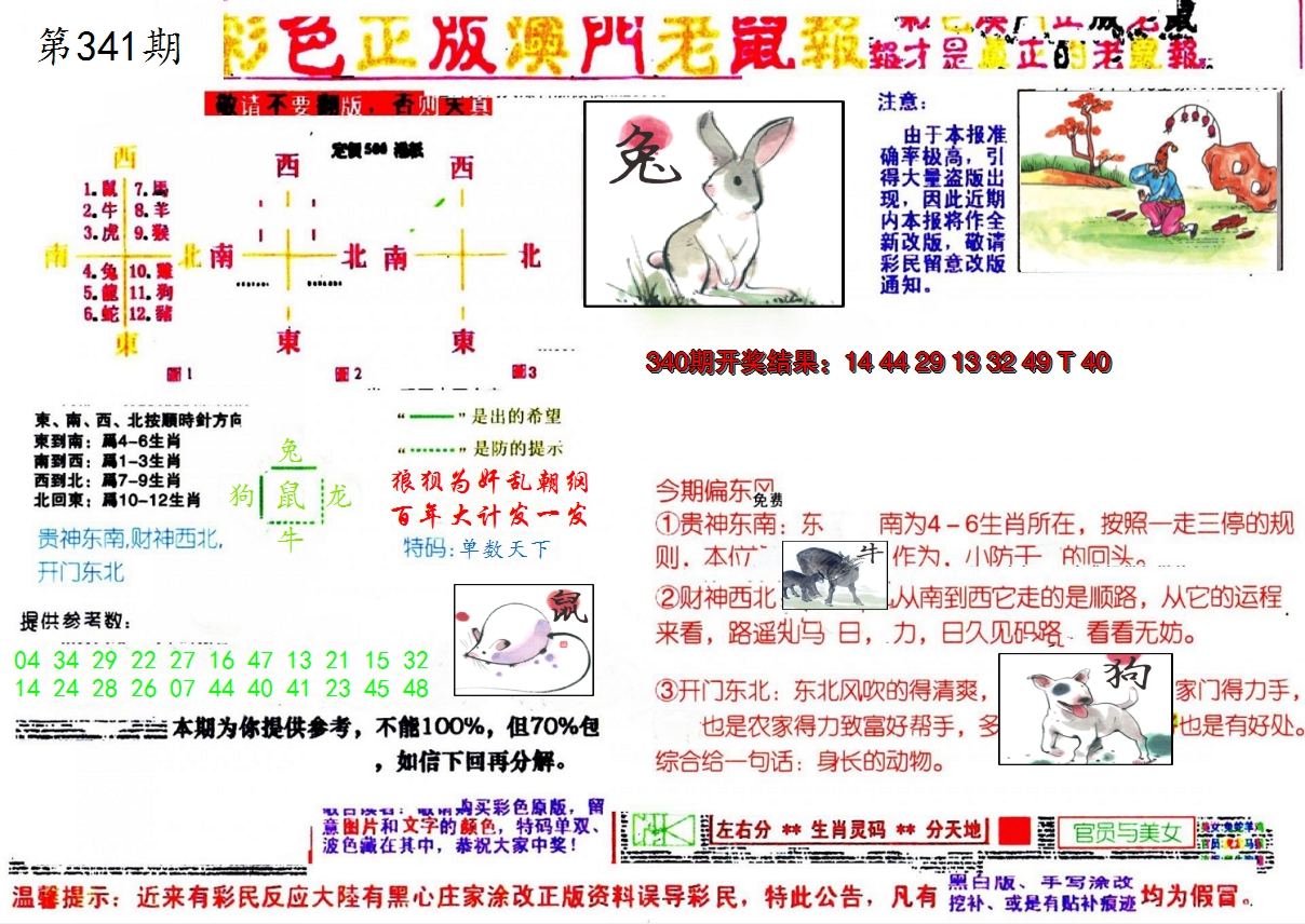 2024341期彩色正版澳门老鼠报