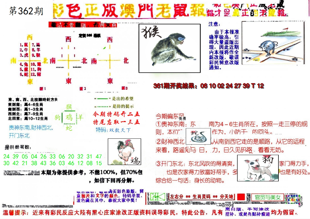 2024362期彩色正版澳门老鼠报