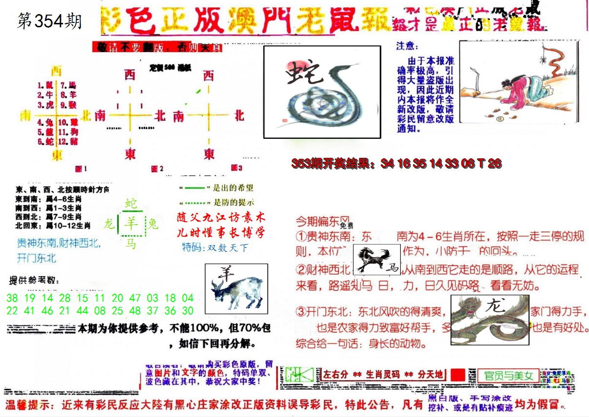 2024354期彩色正版澳门老鼠报