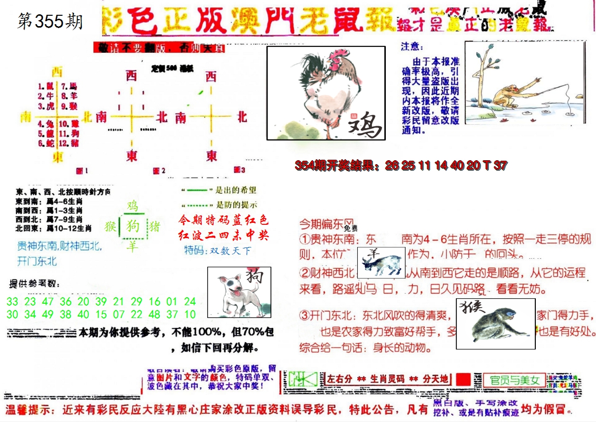 2024355期彩色正版澳门老鼠报