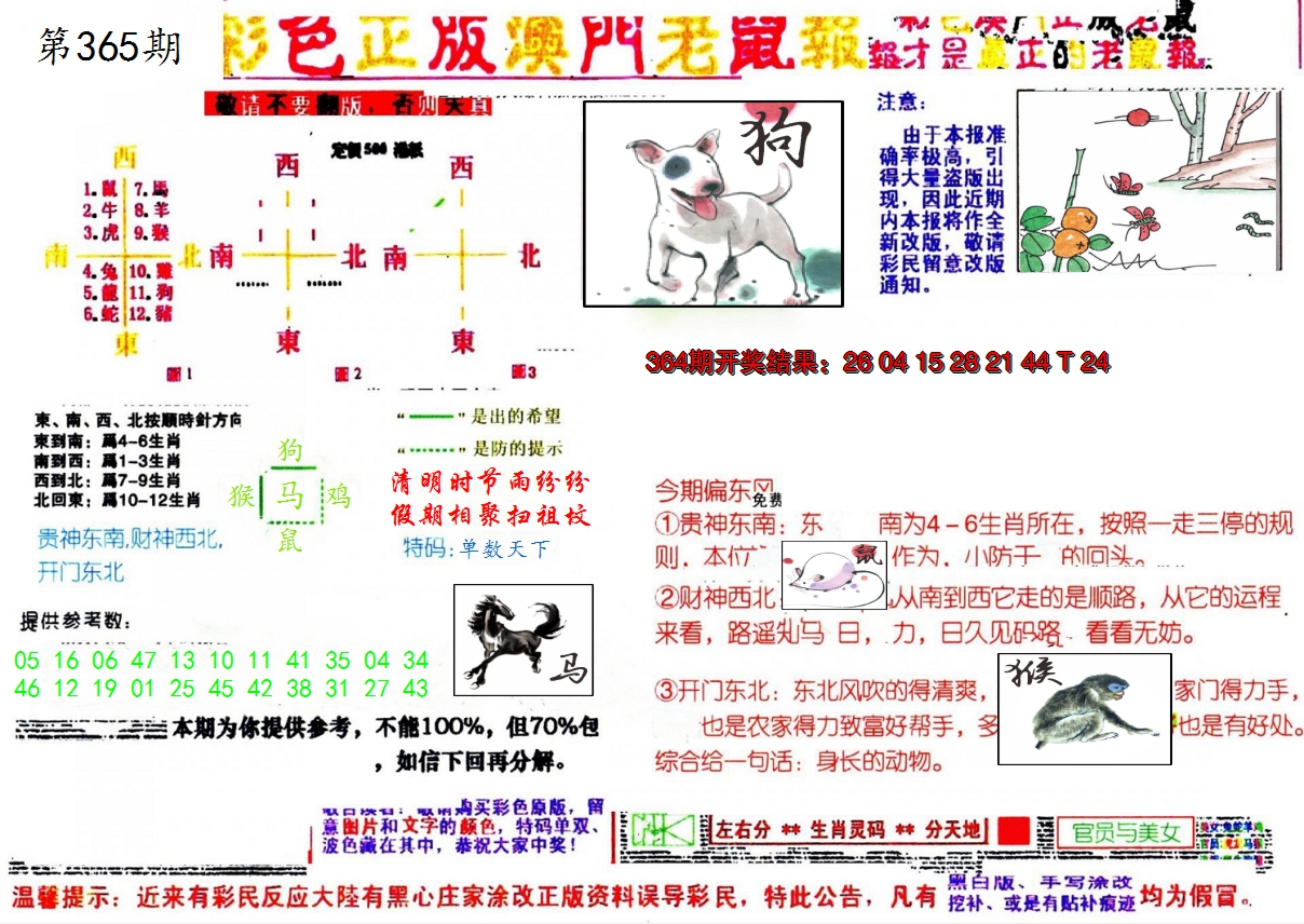 2024365期彩色正版澳门老鼠报