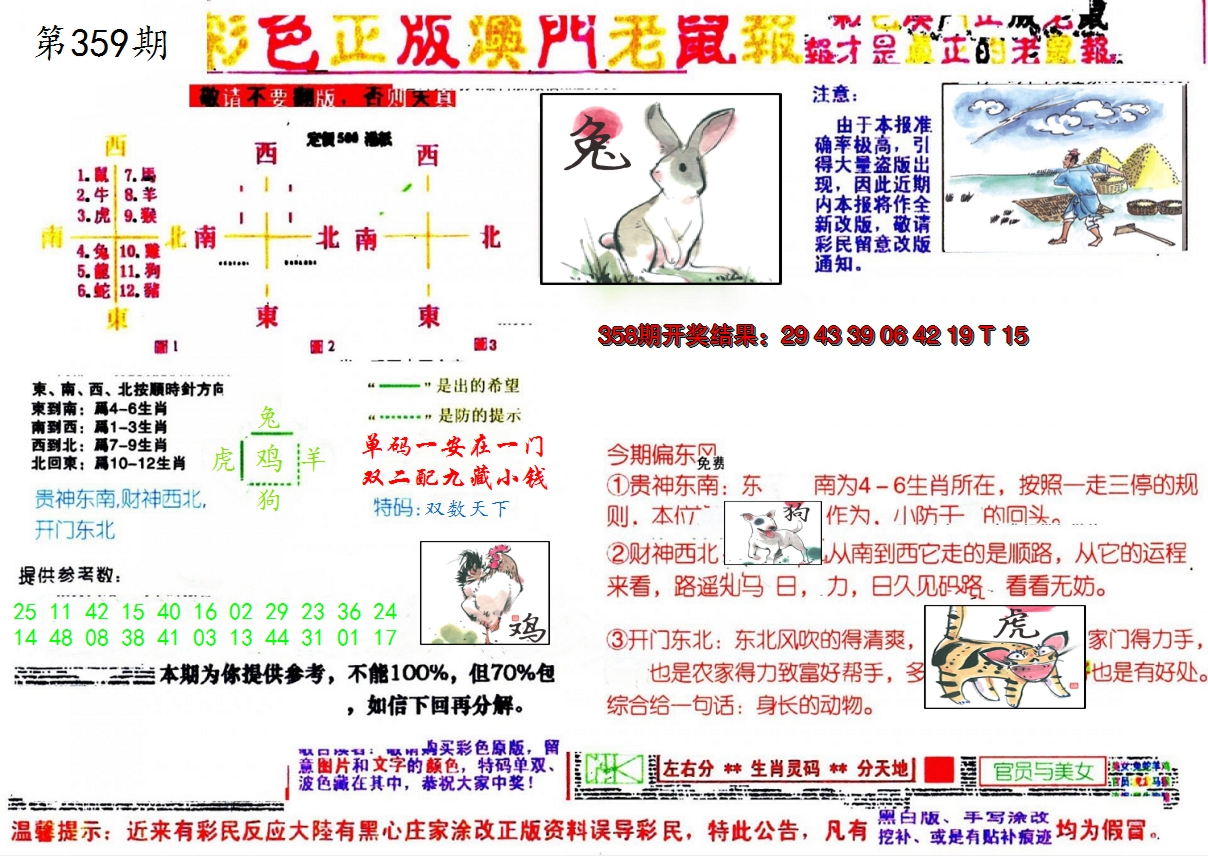 2024359期彩色正版澳门老鼠报