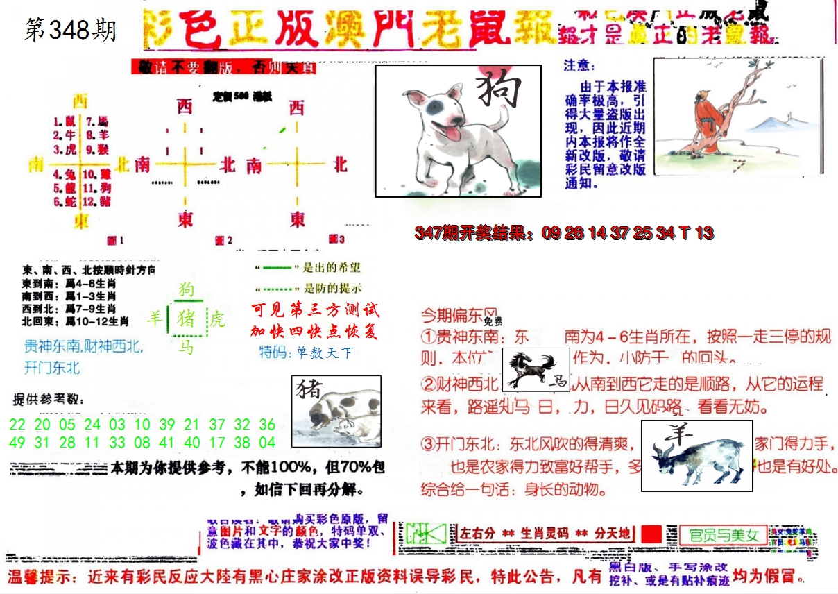 2024348期彩色正版澳门老鼠报