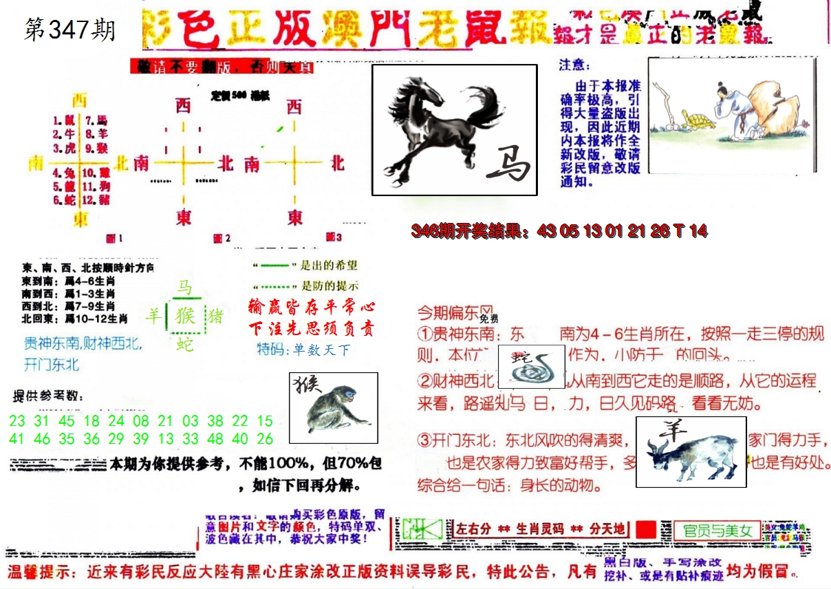2024347期彩色正版澳门老鼠报