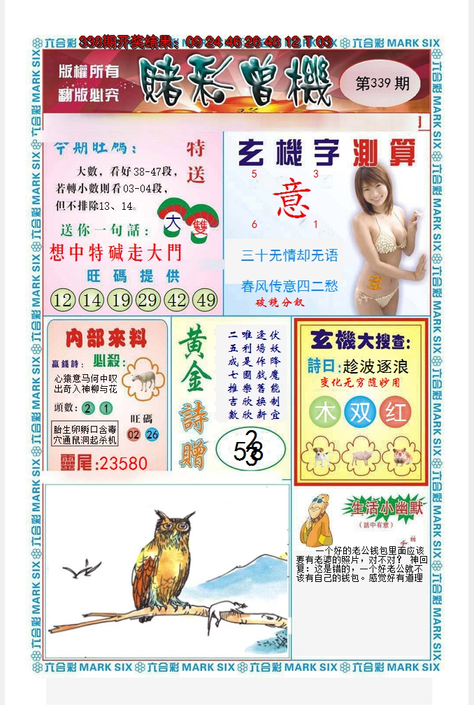 2024339期赌彩曾机