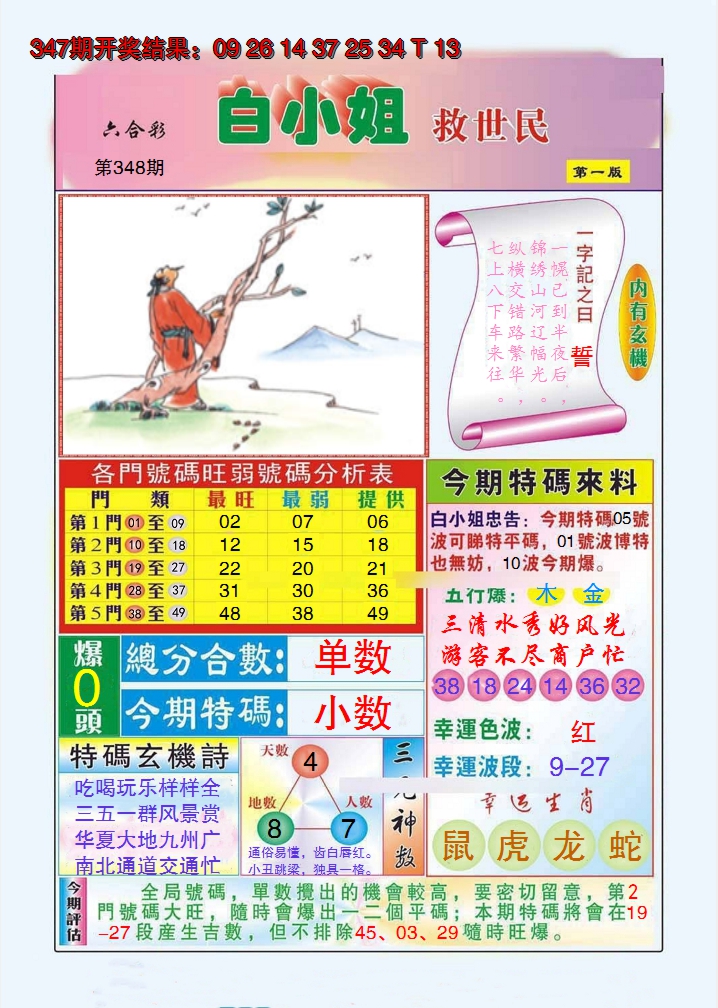 2024348期白小姐救世民A