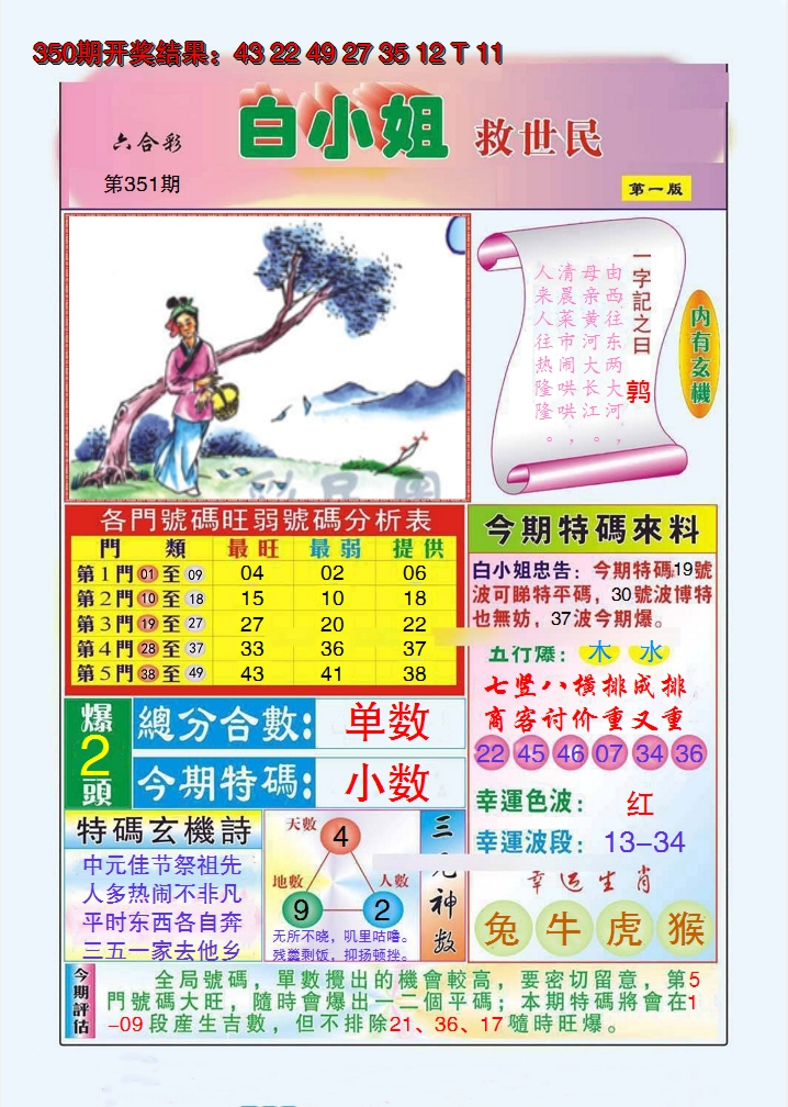 2024351期白小姐救世民A