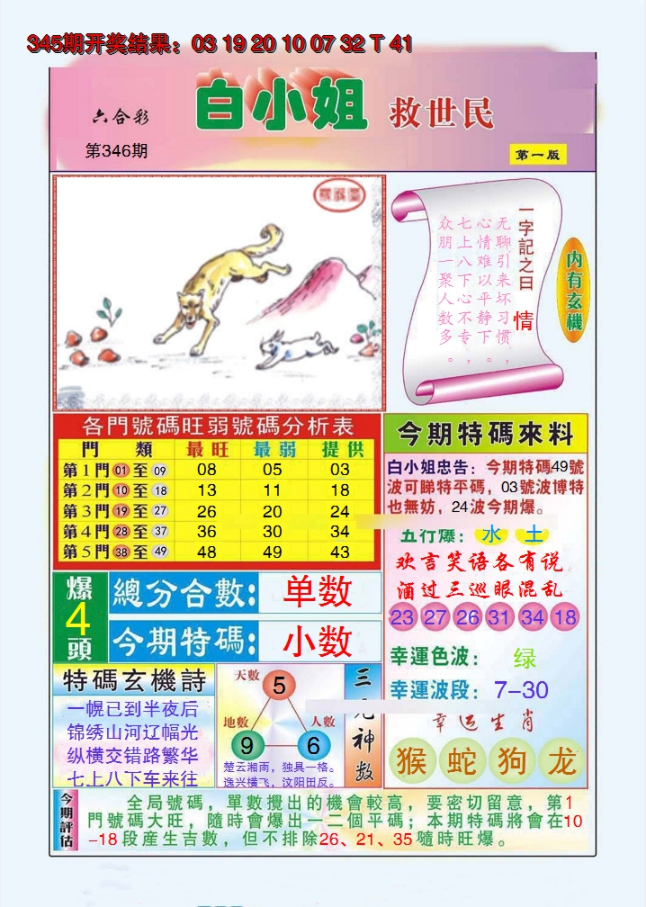 2024346期白小姐救世民A