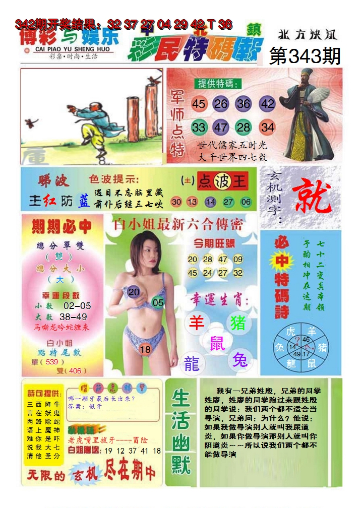 2024343期中北彩民特码报