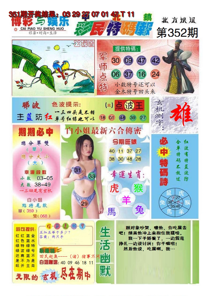 2024352期中北彩民特码报