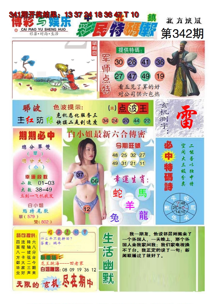 2024342期中北彩民特码报