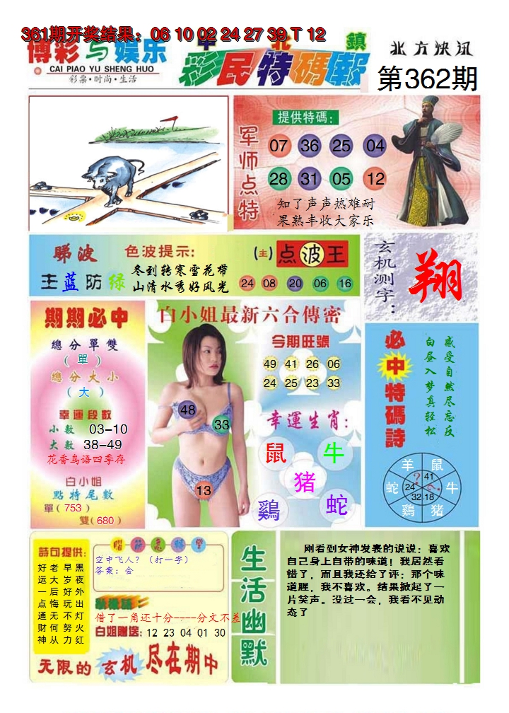 2024362期中北彩民特码报