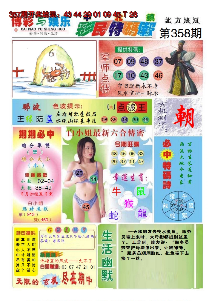 2024358期中北彩民特码报