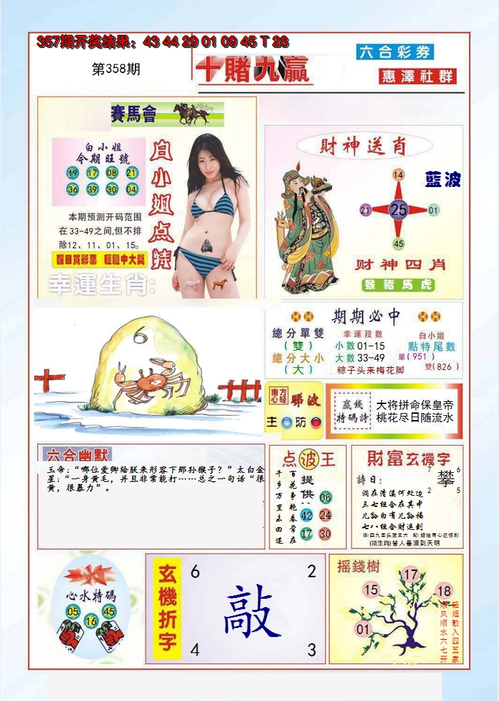 2024358期十赌九羸