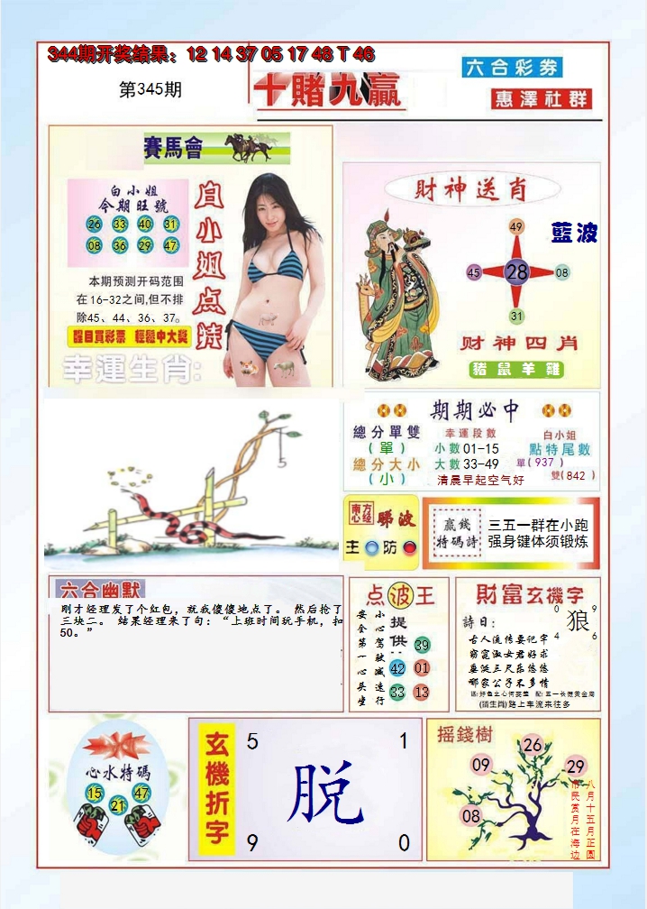 2024345期十赌九羸