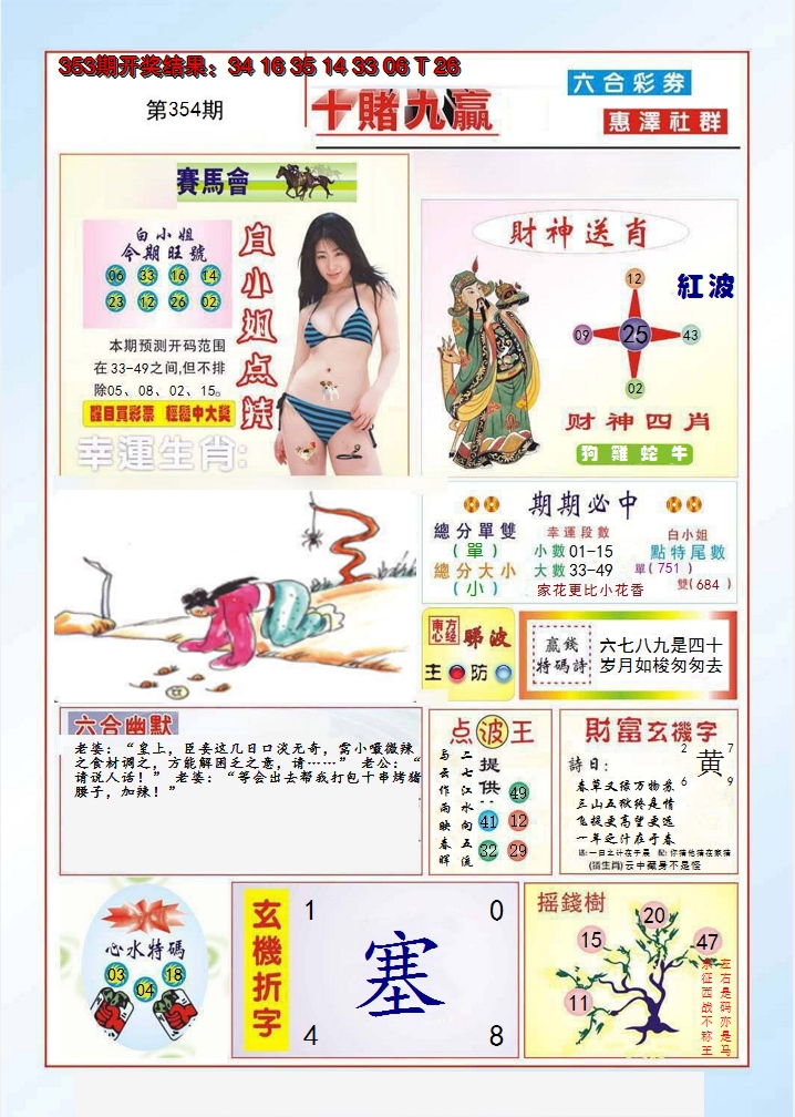 2024354期十赌九羸