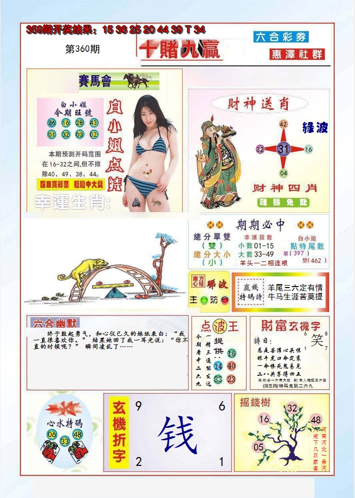 2024360期十赌九羸
