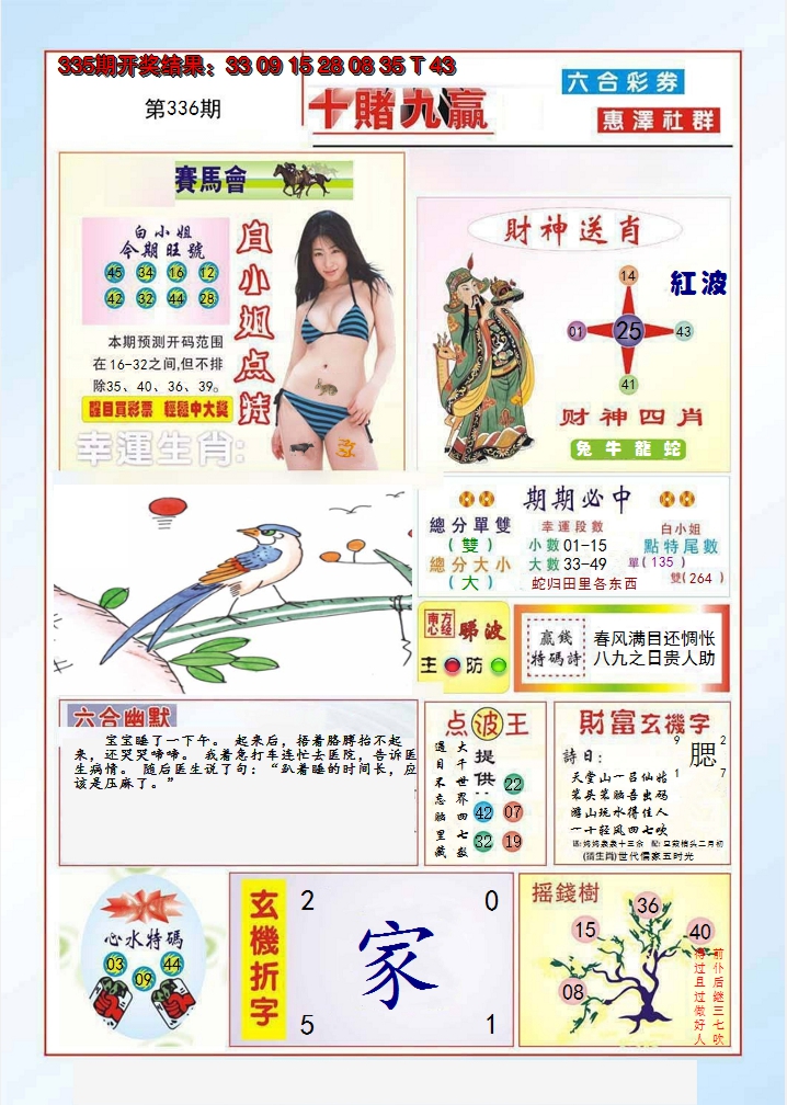 2024336期十赌九羸