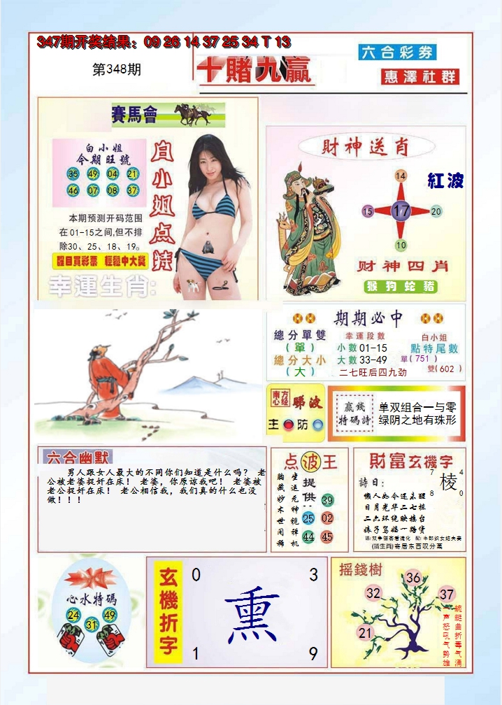 2024348期十赌九羸