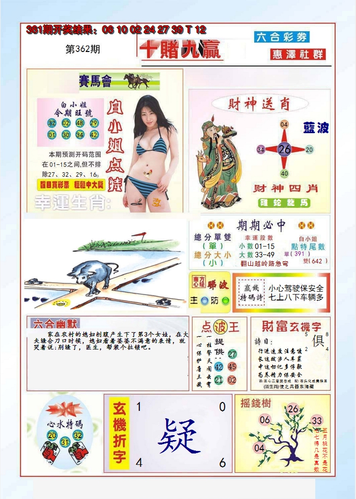2024362期十赌九羸