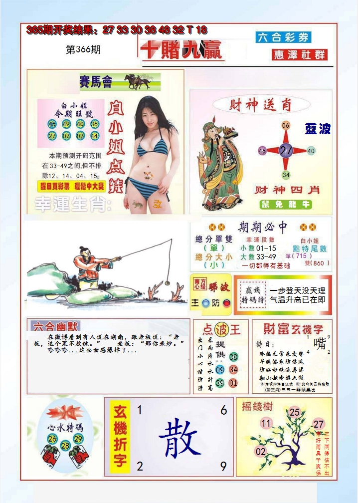 2024366期十赌九羸