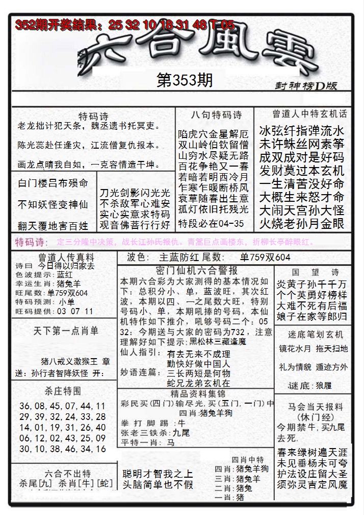 2024353期六合风云A