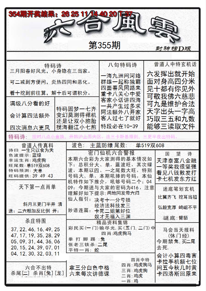 2024355期六合风云A