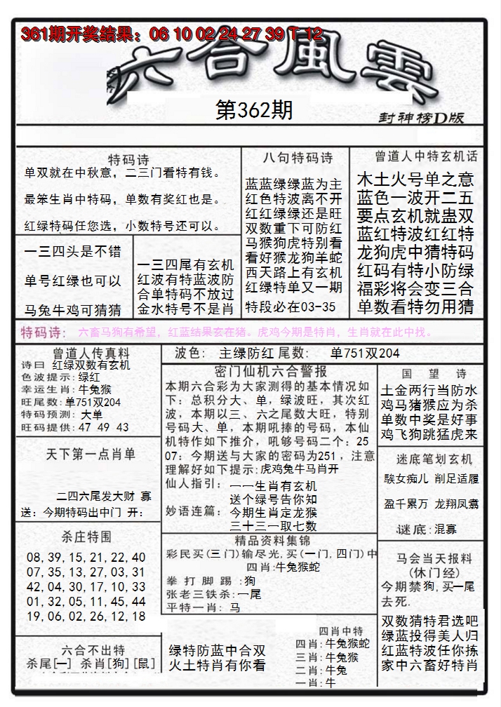 2024362期六合风云A