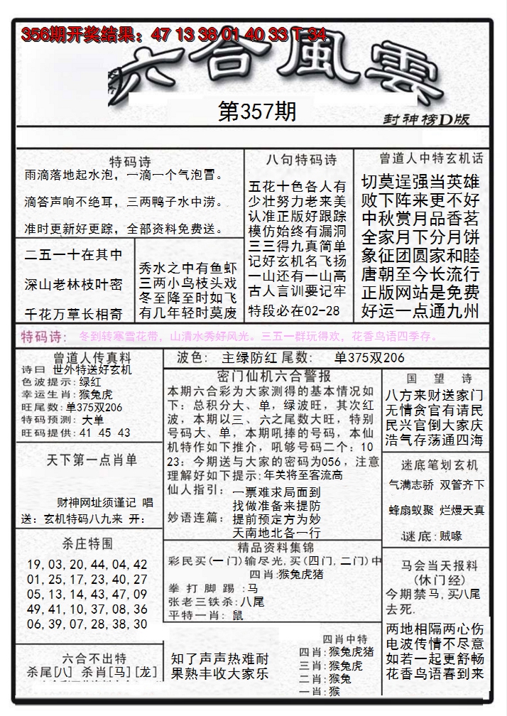 2024357期六合风云A