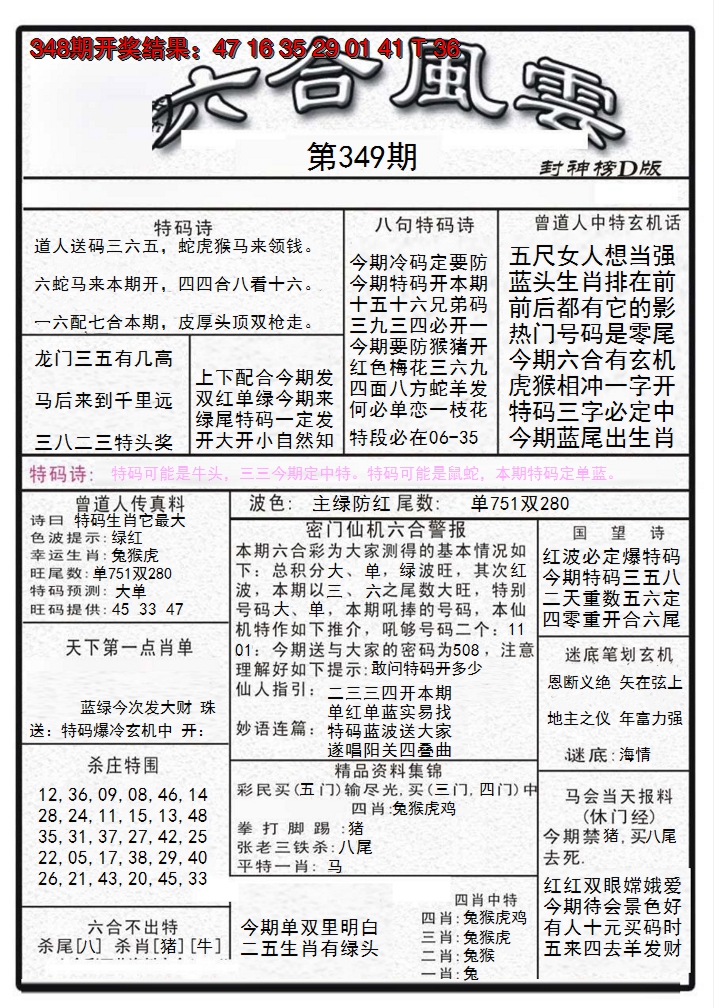 2024349期六合风云A