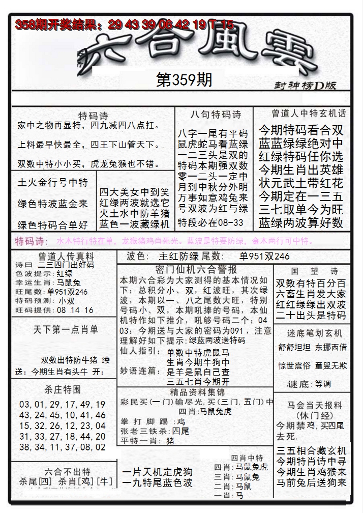 2024359期六合风云A