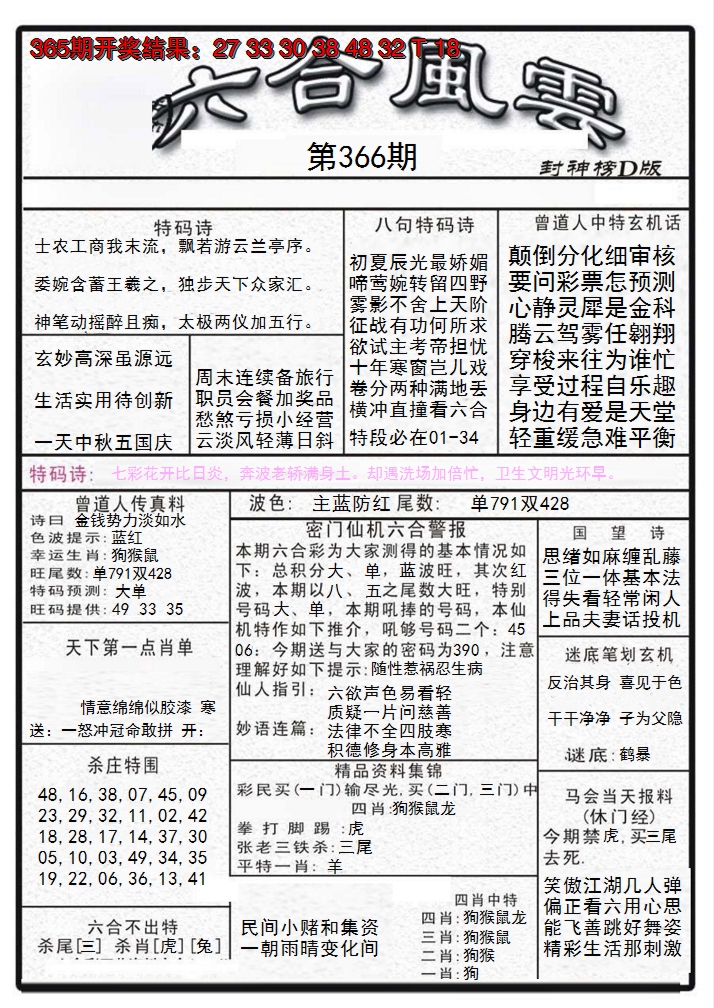 2024366期六合风云A