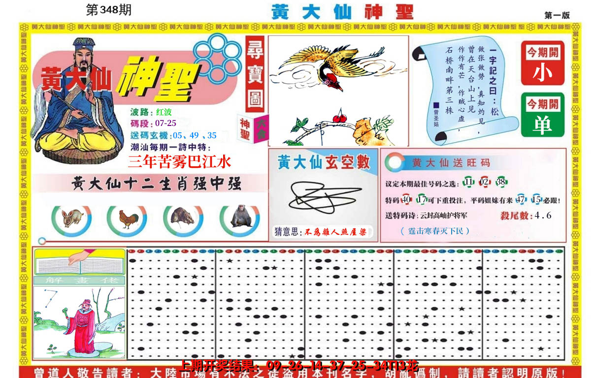 2024348期黄大仙神圣A