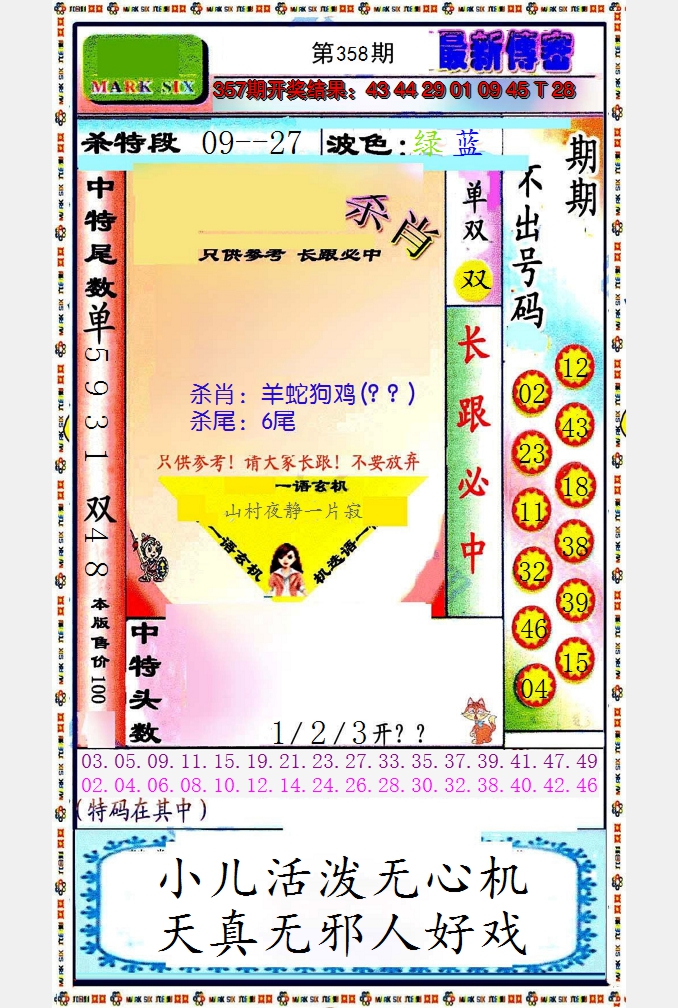 2024358期最新传密绝杀6肖