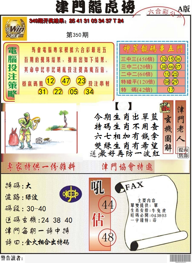 2024350期津门龙虎榜A