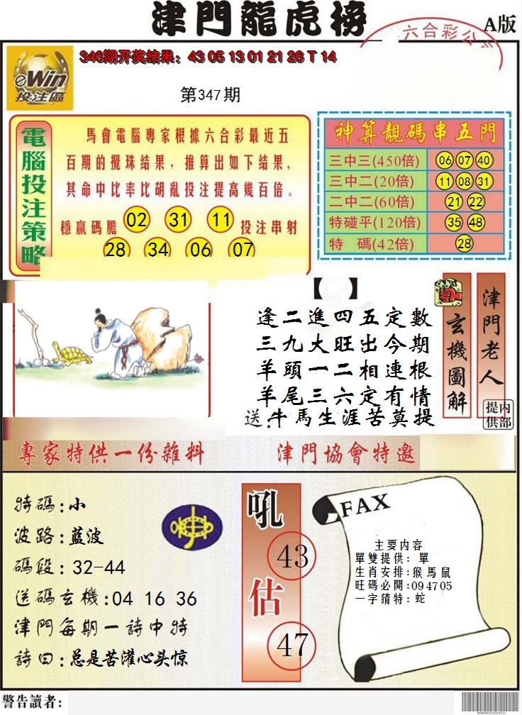 2024347期津门龙虎榜A