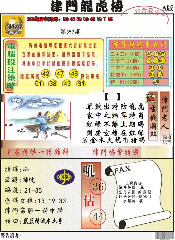 2024359期津门龙虎榜A