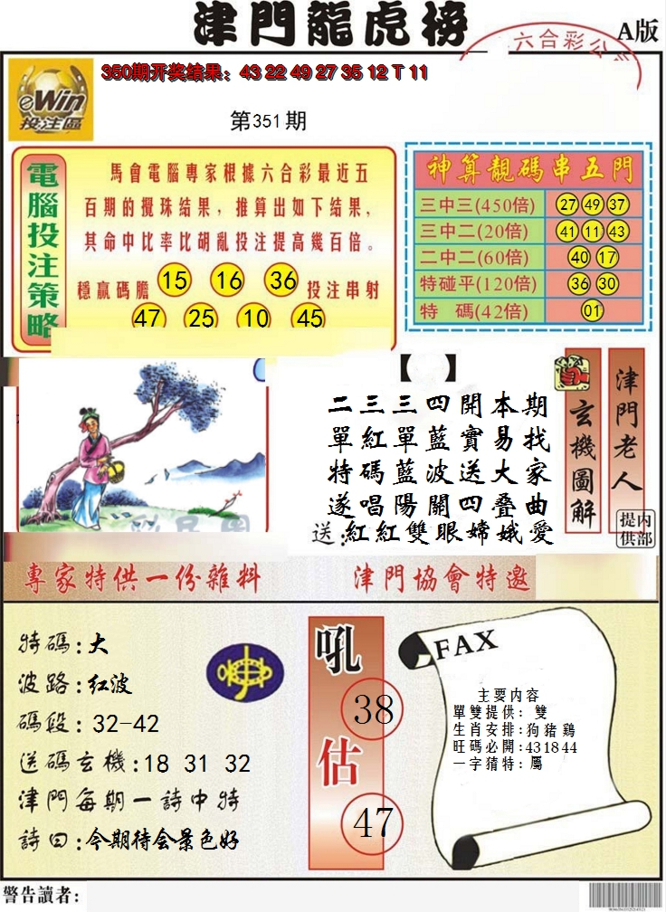 2024351期津门龙虎榜A