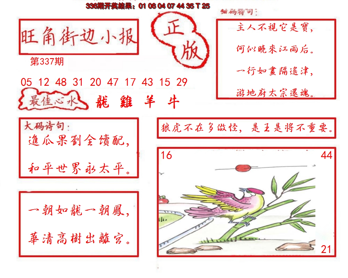 2024337期旺角街边小报